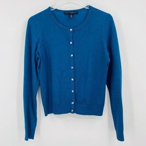 WHBM Size Small Teal Blue Long Sleeve Button Down Boyfriend Cardigan Sweater